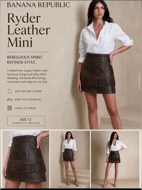 Banana Republic Ryder Leather Mini Skirt – Size 12 NWT